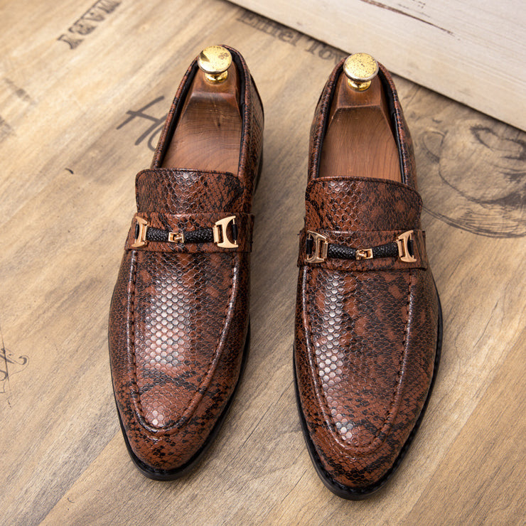 Men Snake Skin Loafer Shoes