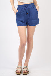 VERY J Drawstring Elastic Waist Linen Shorts