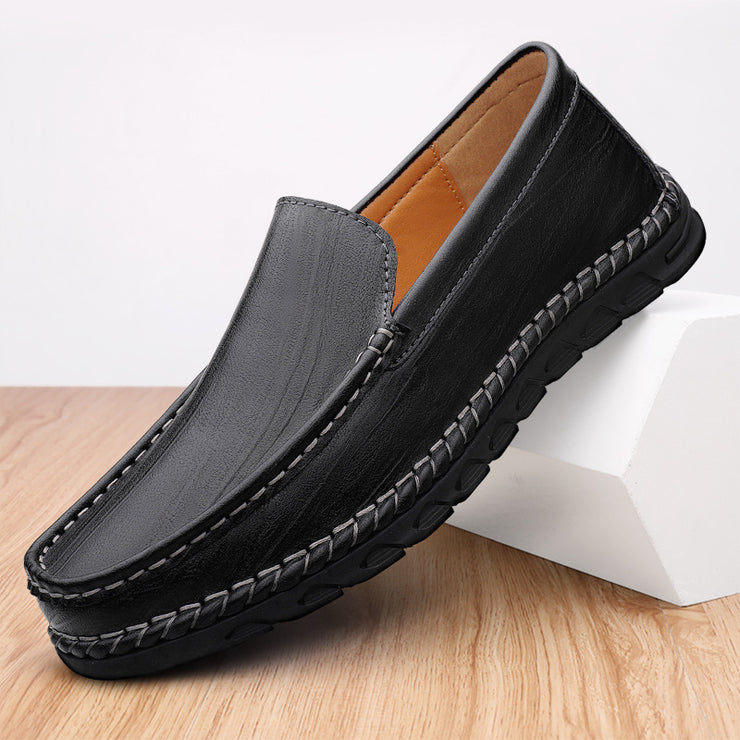 Men's Leather Round Toe Casual Loafer Shoes