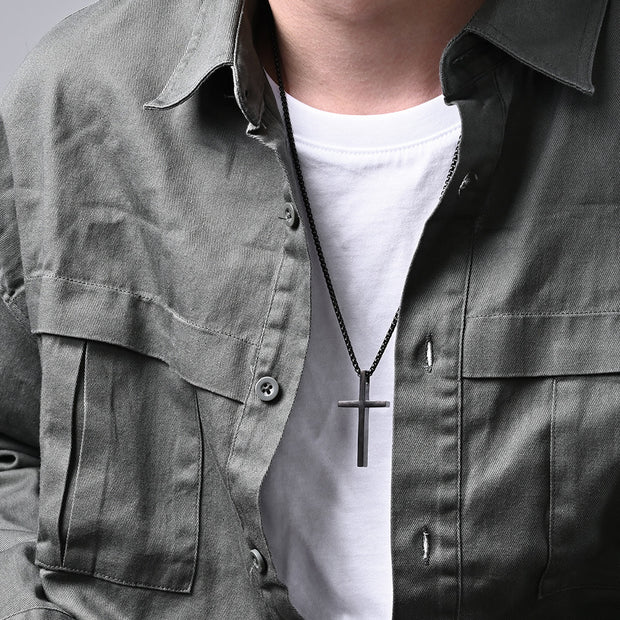 Alloy Simple Cross Necklace Men Style Pendant