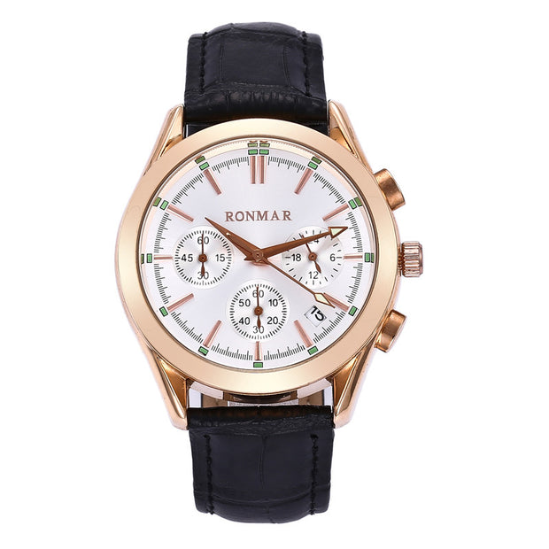 Six-pin quartz leather waterproof casual luminous watch