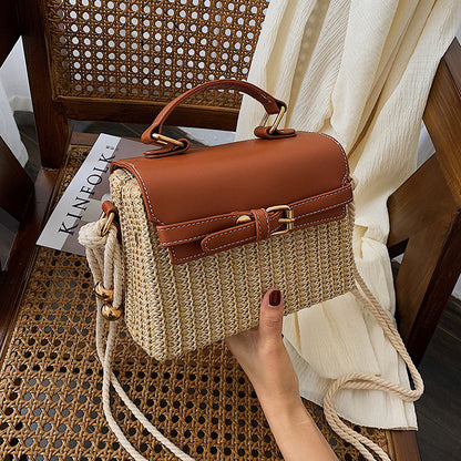 Top Handle women straw woven bag