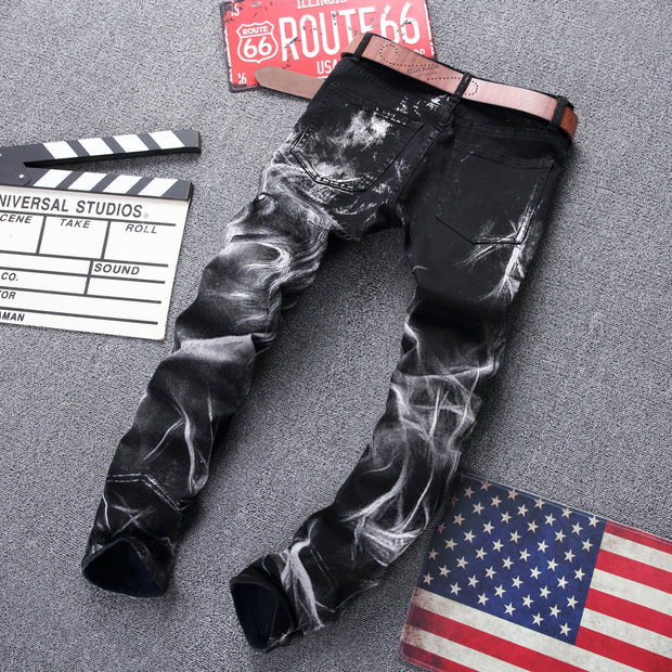 Wolf print jeans