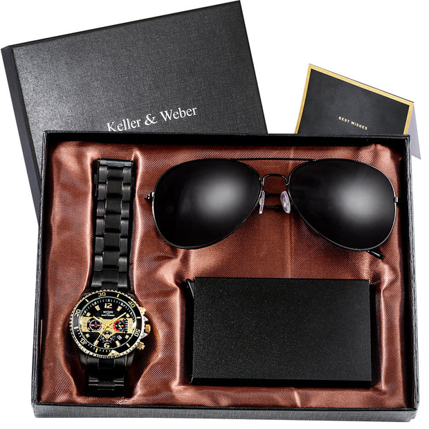 Quartz Watch Sunglasses set Men