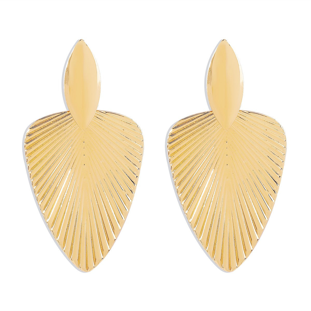 Metallic cattail leaf earrings