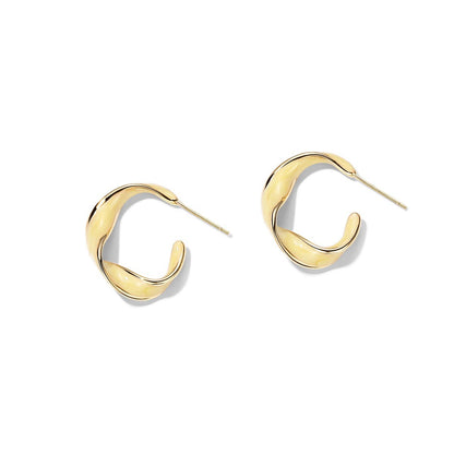 INS Style Geometric Silver Earrings – Minimal Drip Oil Design for Women