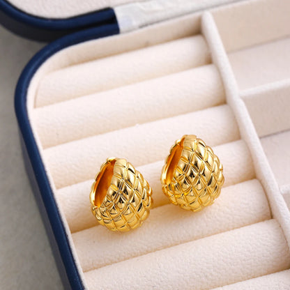 Pineapple pattern Chunky Hoop Earrings