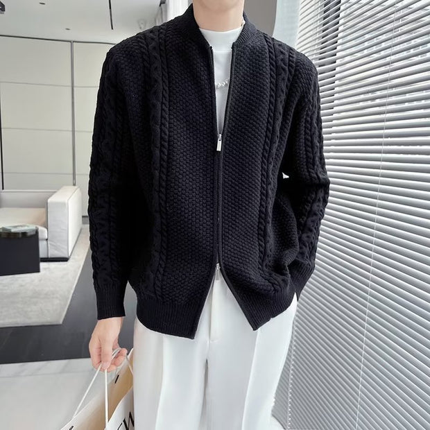 Men Niche Zipper Knitted Cardigan