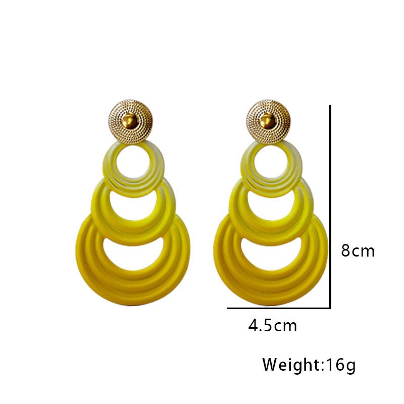 Fashion exaggerated stitching geometric circular gradient earrings