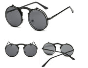 Men Vintage Round SteamPunk Flip-up Sunglasses