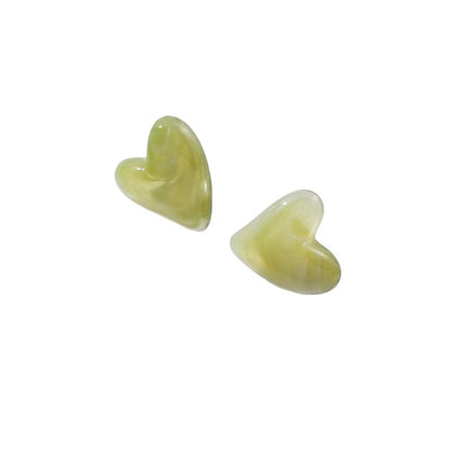 Texture Design Resin Acetic Acid Simple Solid Color Heart Earrings