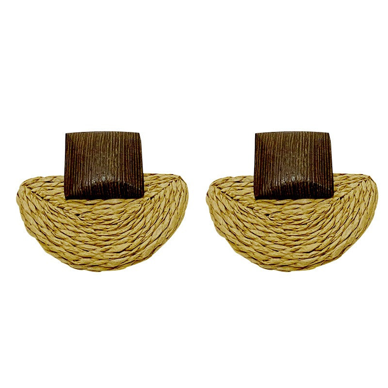 Wooden Retro Mori Geometric Long Earrings – Simple Versatile Braided Jewelry
