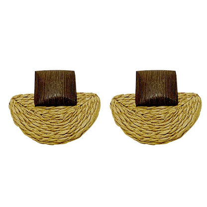 Wooden Retro Mori Geometric Long Earrings – Simple Versatile Braided Jewelry