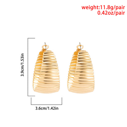 Exaggerated Punk Metal Stripe C-Shaped Earrings