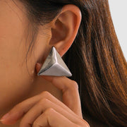 Stainless Steel 3D Triangle Earrings