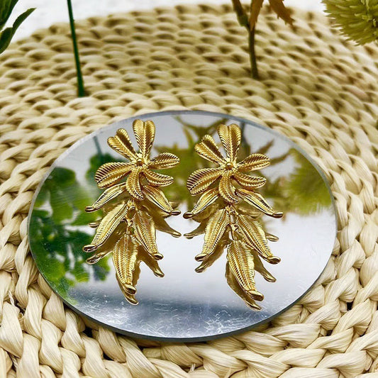 Flower leaf earrings