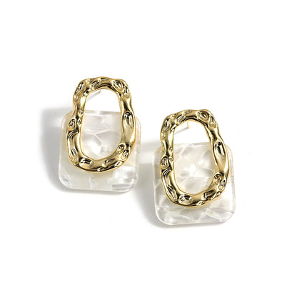 Acrylic Geometric Square Hanging Stud Earrings