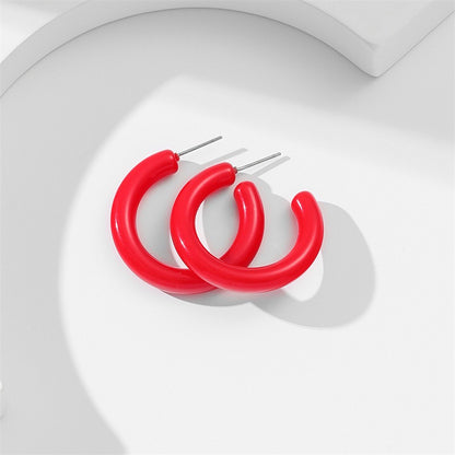 Half round candy C-shaped acrylic earrings