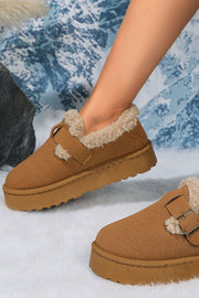 Round Toe Platform Fuzzy Boots