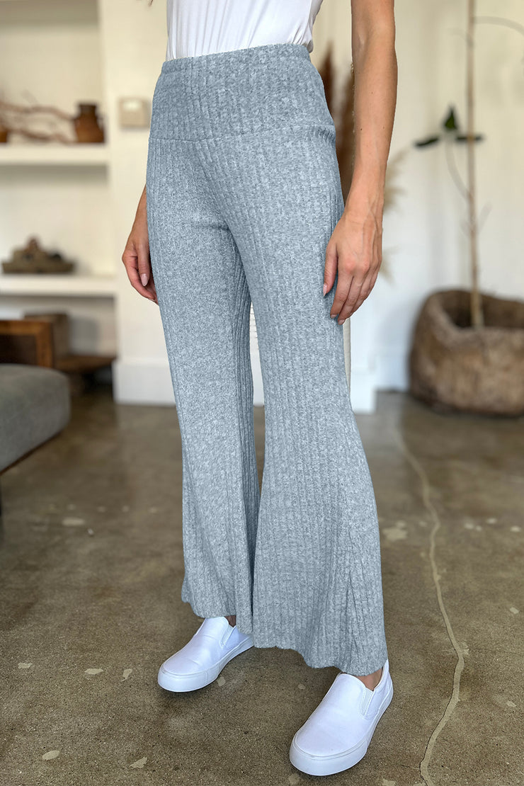 FAM-FAM Ribbed High Waist Flare Pants