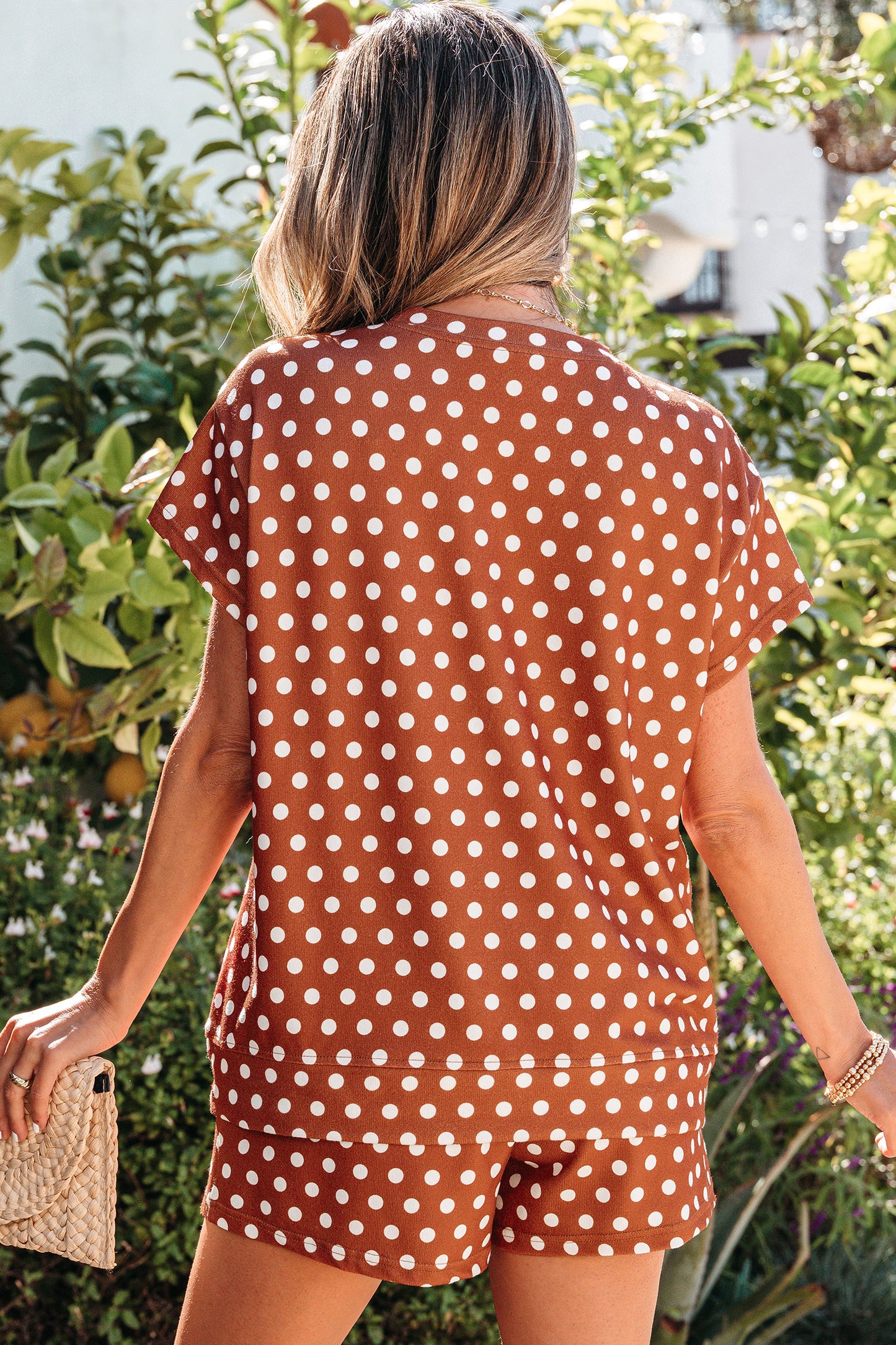 Purple Polka Dot Print Short Set