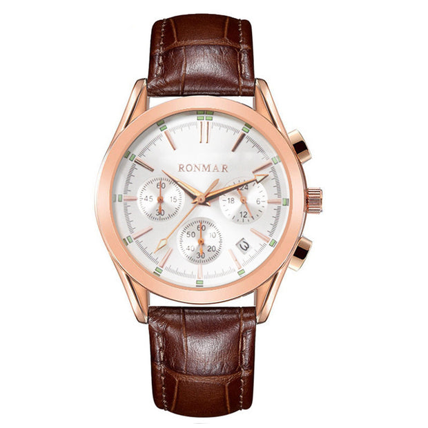 Six-pin quartz leather waterproof casual luminous watch