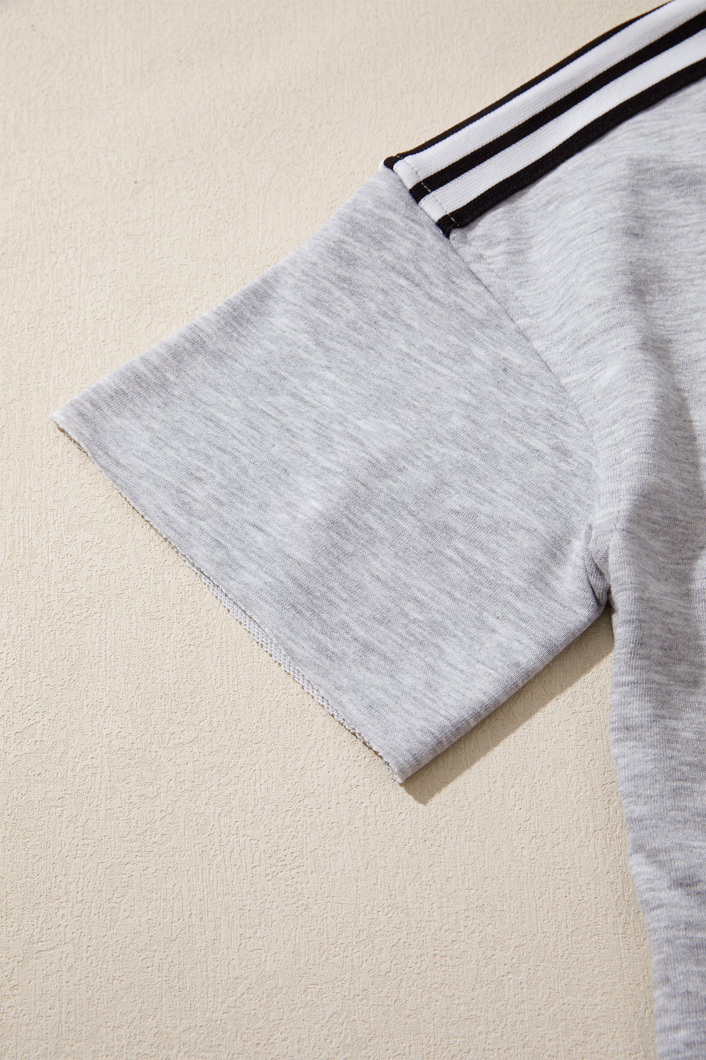 Light Grey Patchwork Detail Raw Edge Oversize Tee
