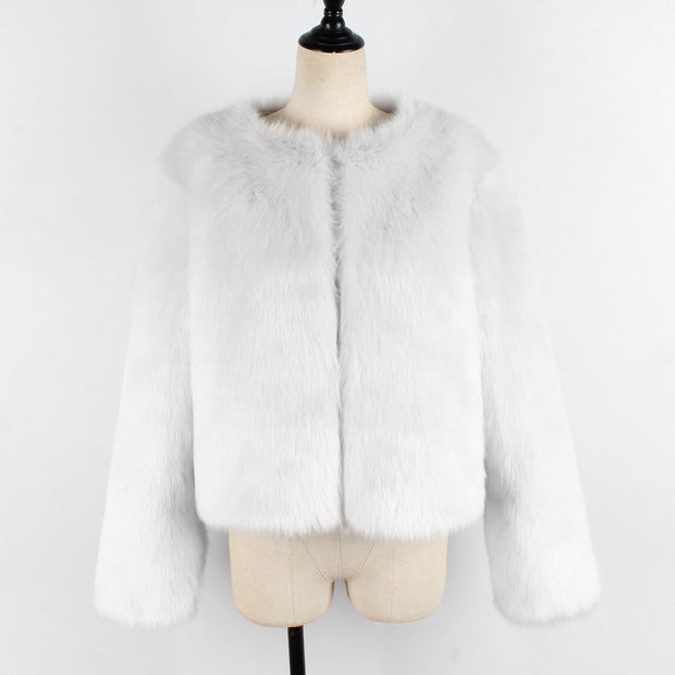 Women's White winter Fur coat