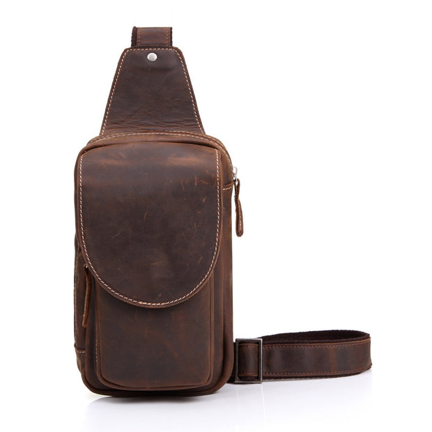 Vintage Leather chest pack men bag