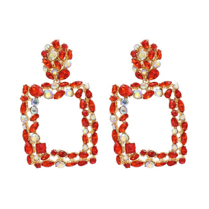 JURAN ZA Style Indian Geometric Crystal Dangle Earrings