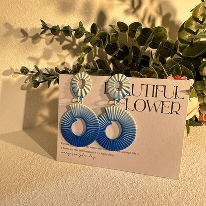 Geometric hand-painted gradient exaggerated earrings