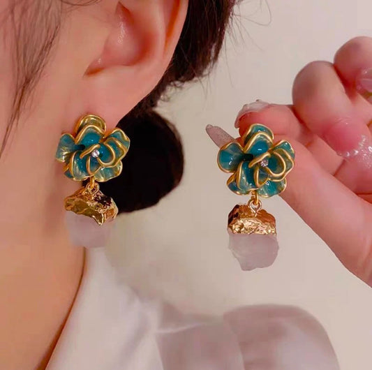 Oil dripping rose Earrings