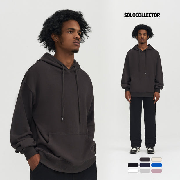 Solid Color Retro Hooded Men