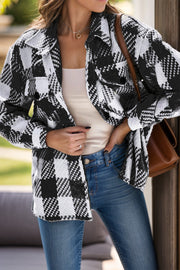 Plaid Button Up Long Sleeve Jacket