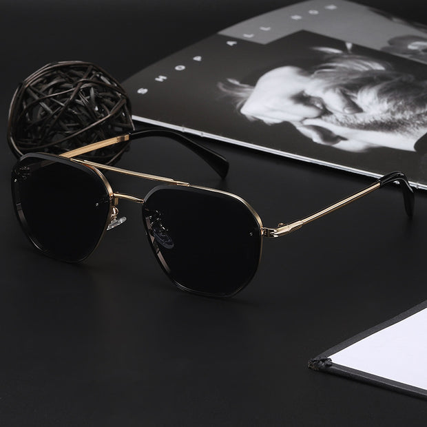 Double Beam Diamond Cut Edge Sunglasses For Men