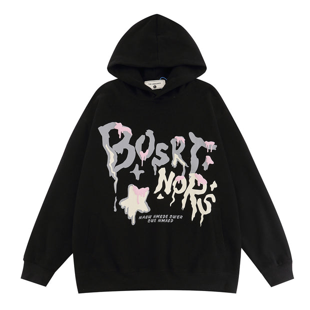 Letter Graffiti Puff Hoodies For Men