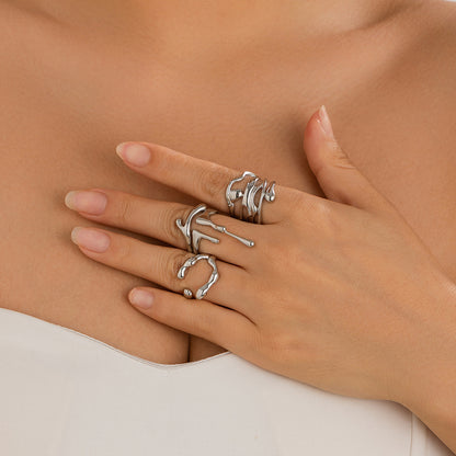 Molten Curve Open Metal Ring