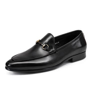 Horsebit Leather Round Toe Loafer Men Shoes