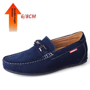 Matte Suede Cowhide Invisible Height Increasing Insole Men's Lazy Daily Driving Shoes