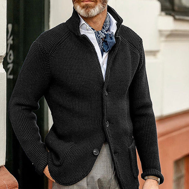 Stand Up Collar Men Knitted Jacket