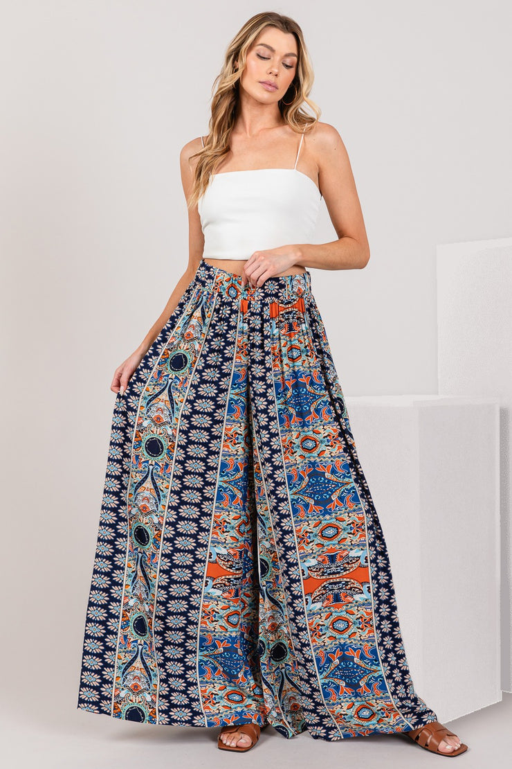 SAGE + FIG Bohemian Multi Geo Print Wide Leg Pants