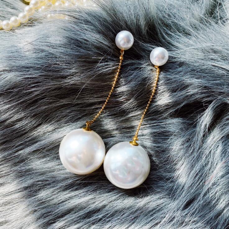 Exaggerated Big Pearl Long Earrings