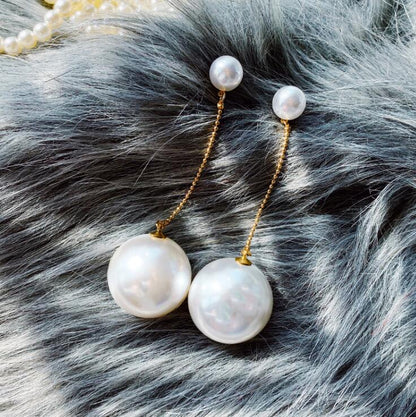 Exaggerated Big Pearl Long Earrings