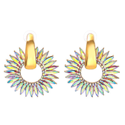 Bohemian Colorful Crystal Round Hoop Earrings