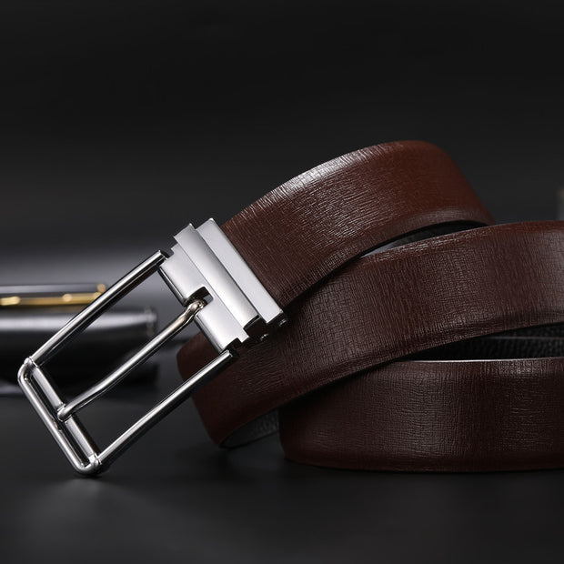 Pin buckle men's belt