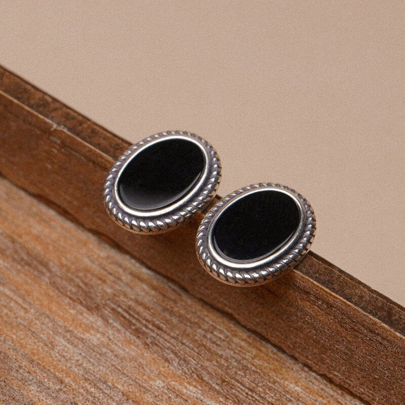 Black Zircon Stud Earrings