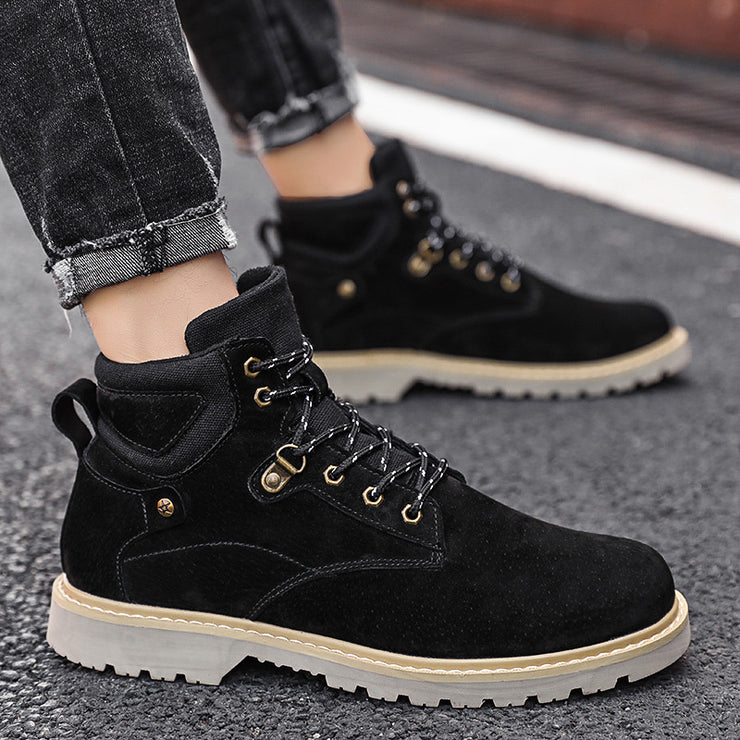 Retro middle cut men's casual leather boots