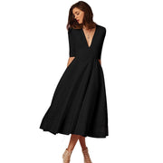 Woman V-neck Retro 60s Swing Dress