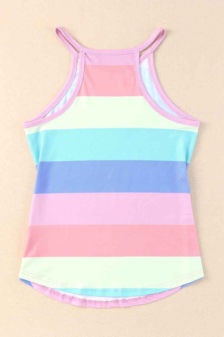 Striped Curved Hem Tank