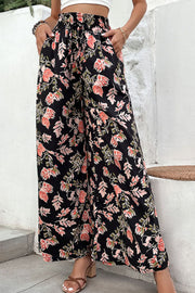 Perfee Floral Pull-On Wide Leg Pants